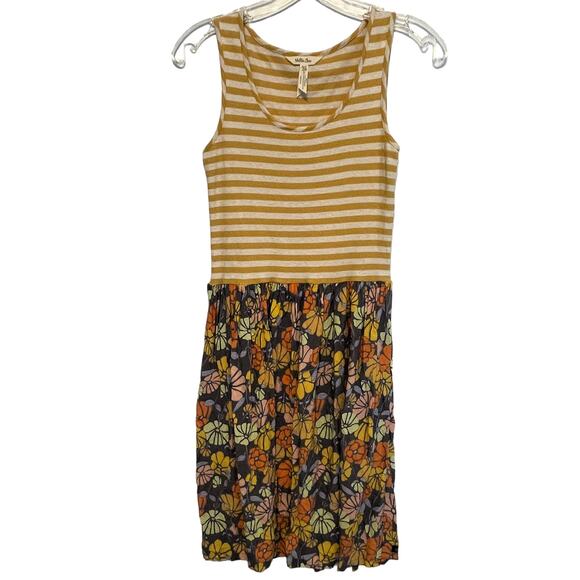 Matilda Jane Summer Sunset Dress Womens XS Yellow Striped & Floral Mixed Print - Picture 2 of 9